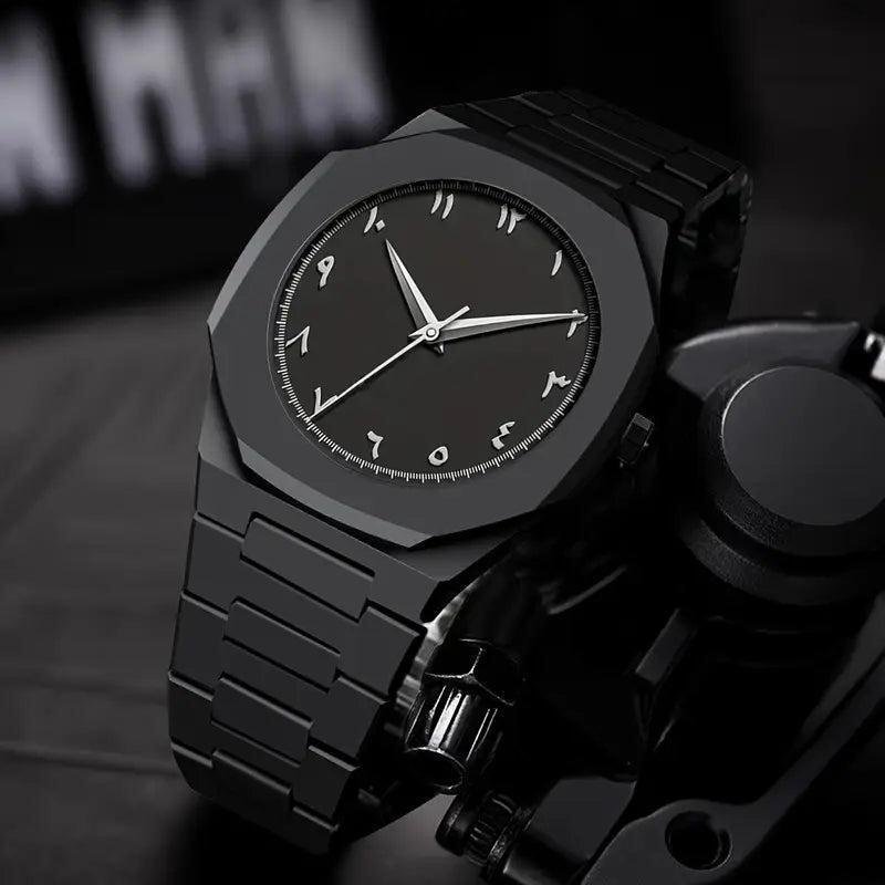 Men's Black Aluminum Analog Watch Water Resistant