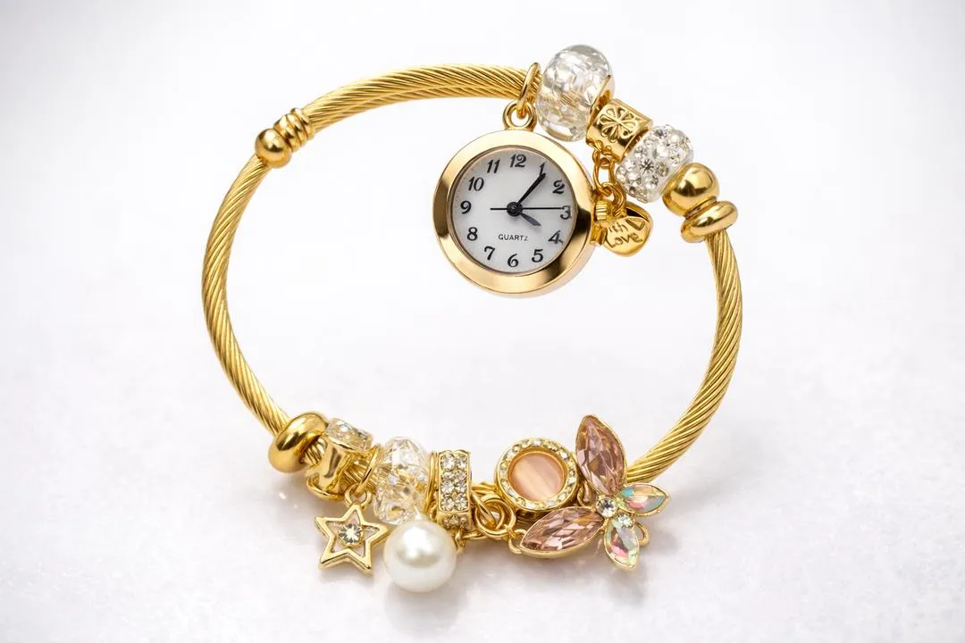 Luxury Gold Charm Bracelet Watch for Women - Image 3