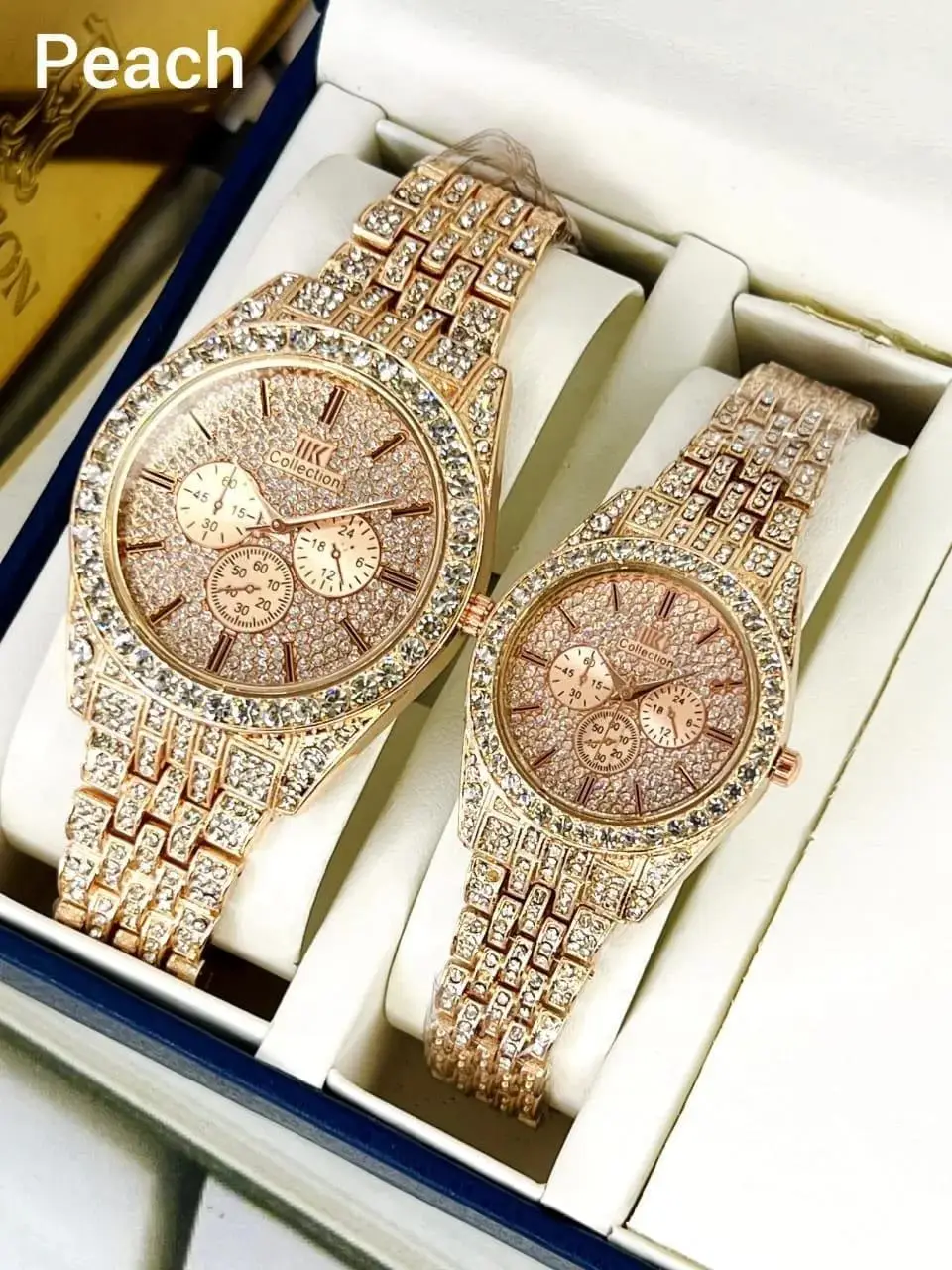 Luxury Rhinestone Couple Watch Set – Gold & Silver Design - Image 4