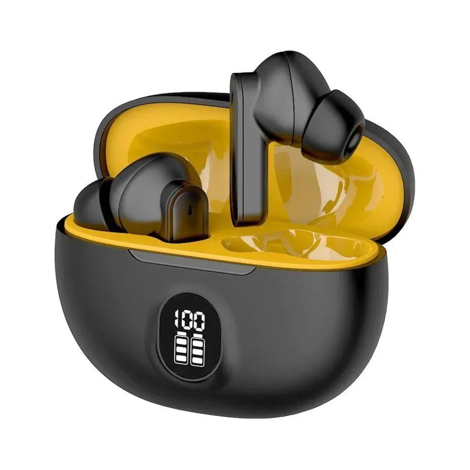 Premium Wireless Earbuds Black Yellow Bluetooth 5.3 - Image 4