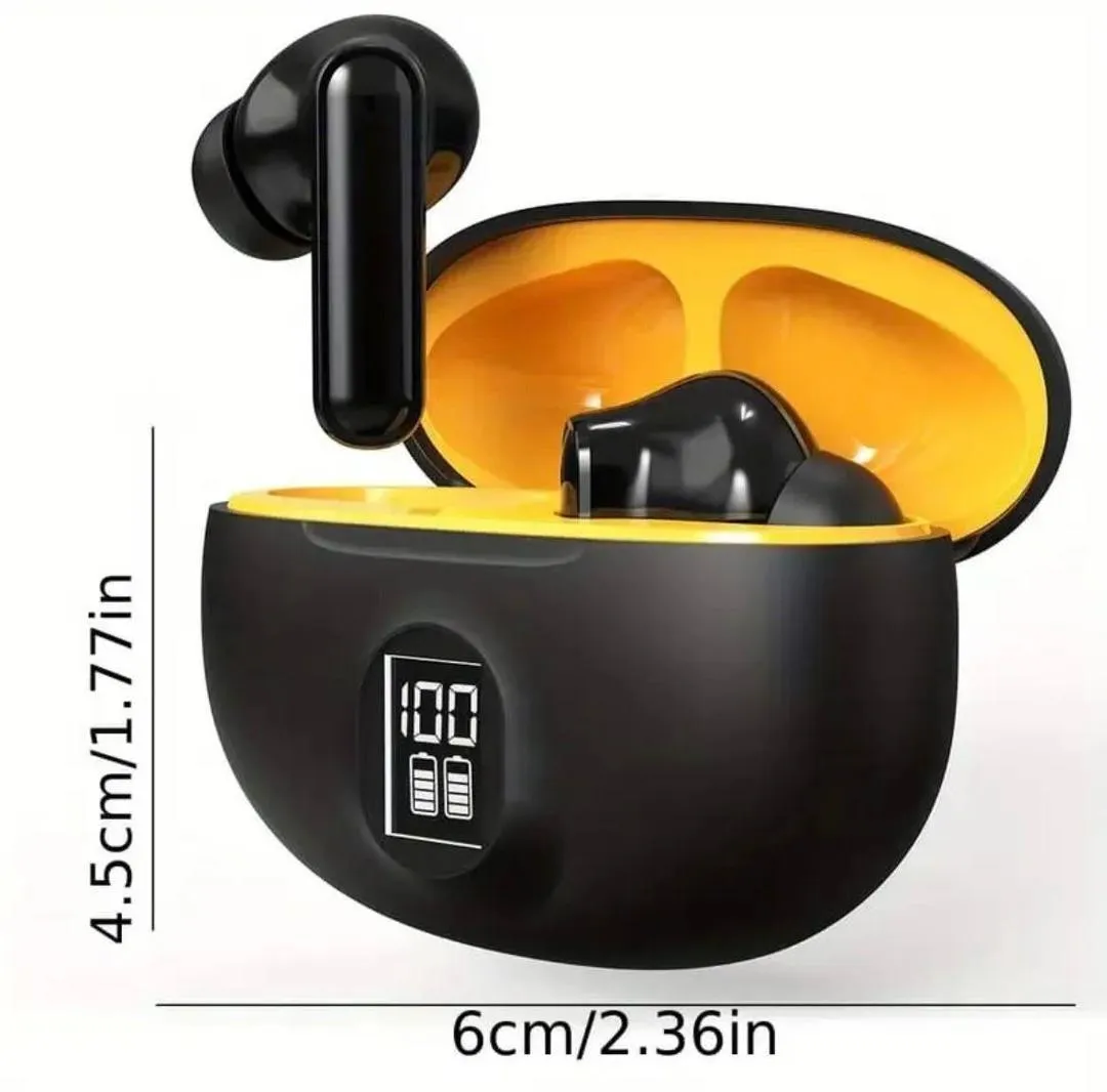 Premium Wireless Earbuds Black Yellow Bluetooth 5.3 - Image 8