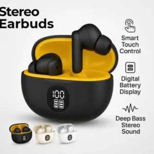 Premium Wireless Earbuds Black Yellow Bluetooth 5.3